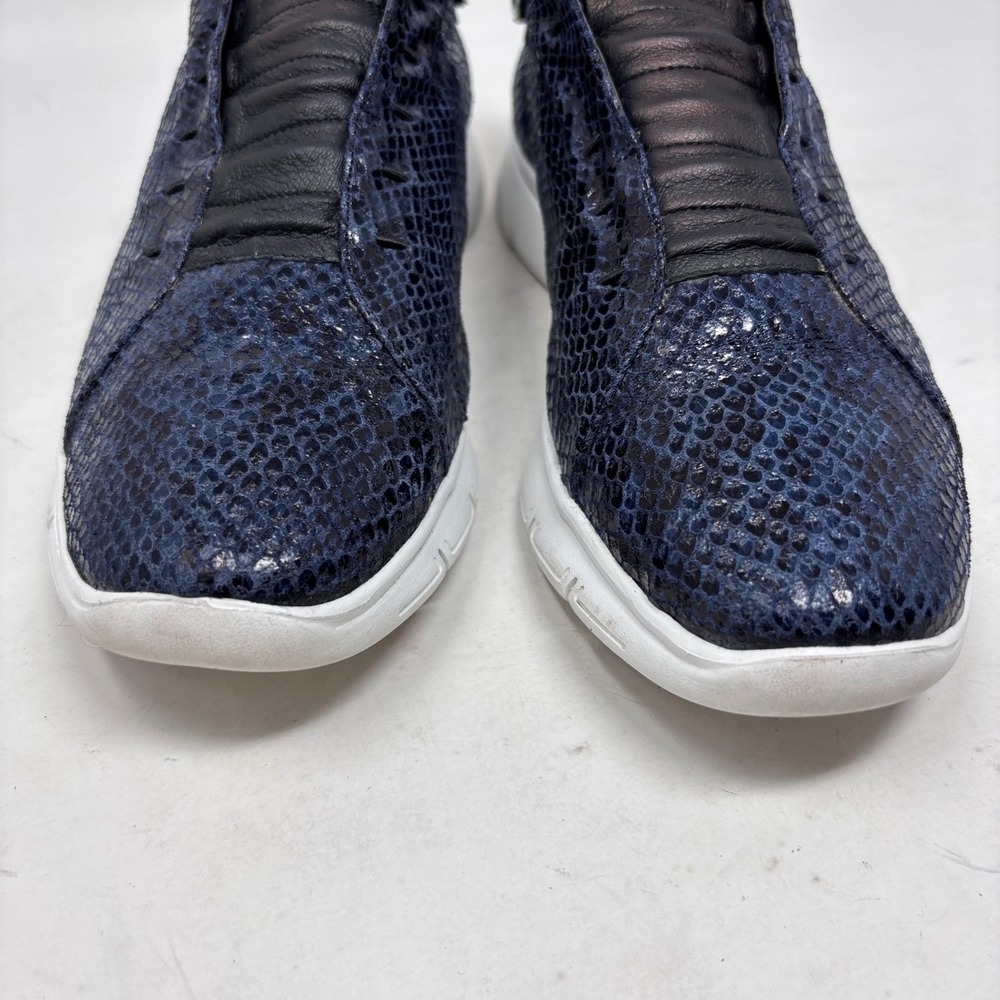 Sesto Meucci Sneakers Size 8 Blue Snake Print Leather‎ Rhinestone Heels - Picture 2 of 14